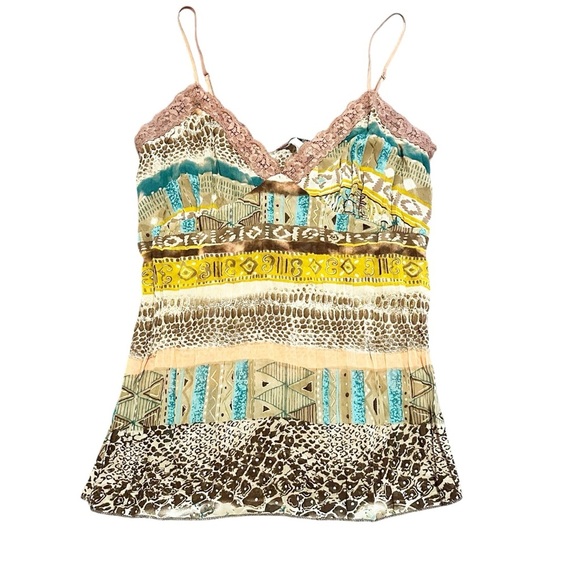 Y2K Boho Multicolor cami top with lace details size XL - Picture 1 of 14
